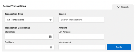 Recherche de transactions de compte financier FSC