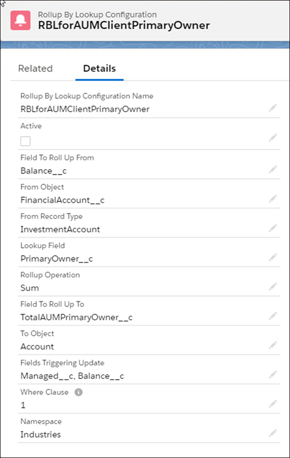 Rollup By Lookup Configuration Modal (ルックアップによる積み上げ集計設定モーダル)