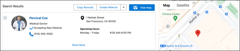 Search results with Copy Records and Create Referral actions