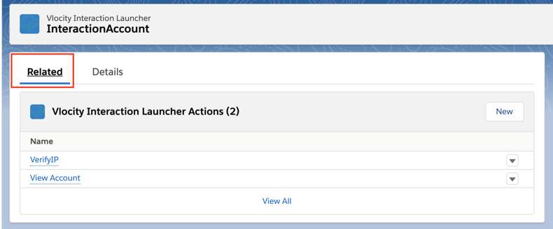 Interaction Launcher Widget Related tab