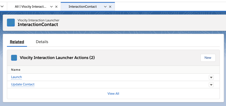 Interaction Launcher Widget Vlocity Actions