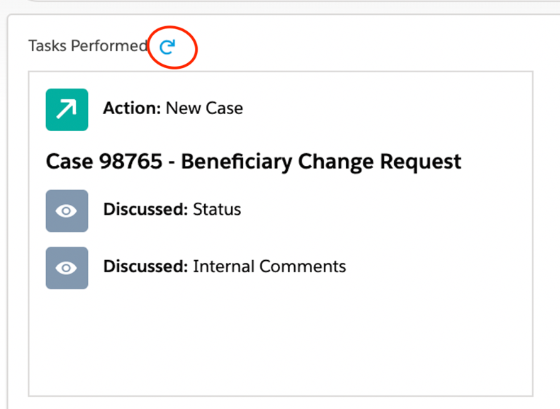 Interaction Wrapper Component refresh tasks performed