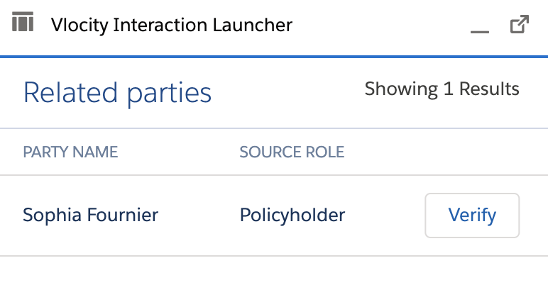 Interaction Launcher Related Party Search Results