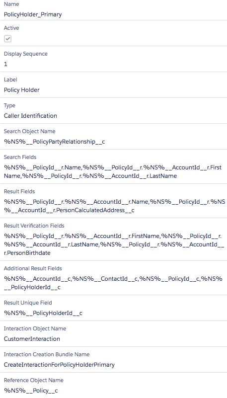 Vlocity Interaction Launcher Policy Holder search