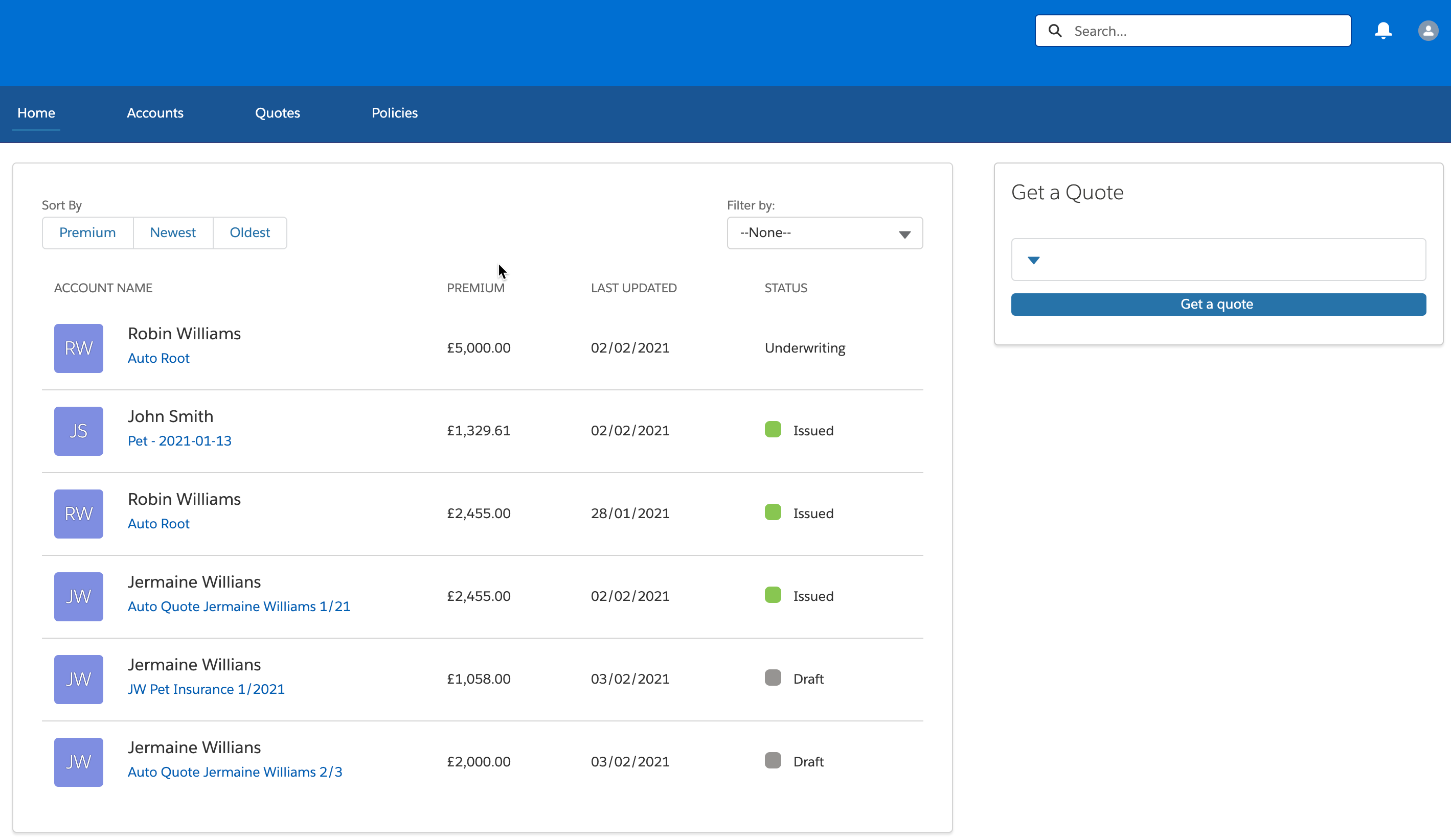 Insurance Broker Digital Experience template