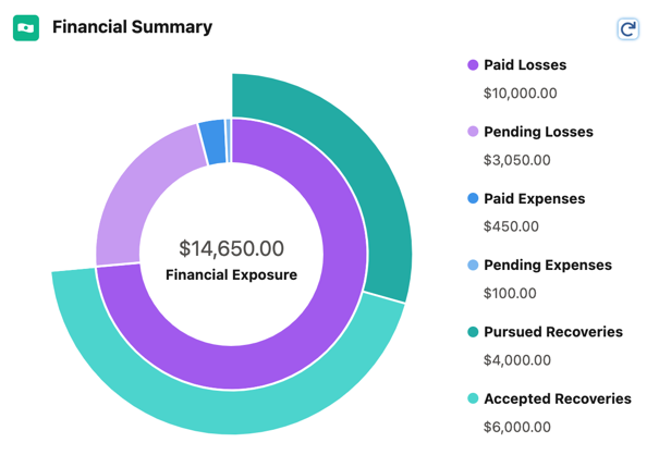 Financial Summary with accepted and pursued recovery amounts