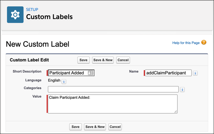 The Custom Labels UI.