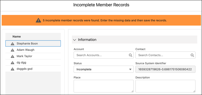 Census member records with missing information