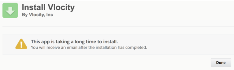 The Install Vlocity timeout error.