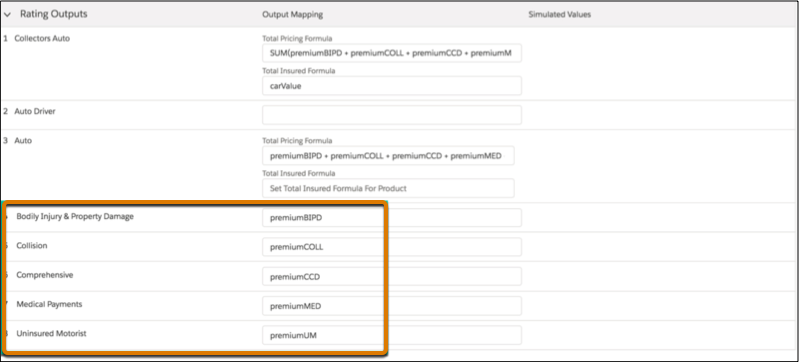 Output mappings on the root product Simulator tab