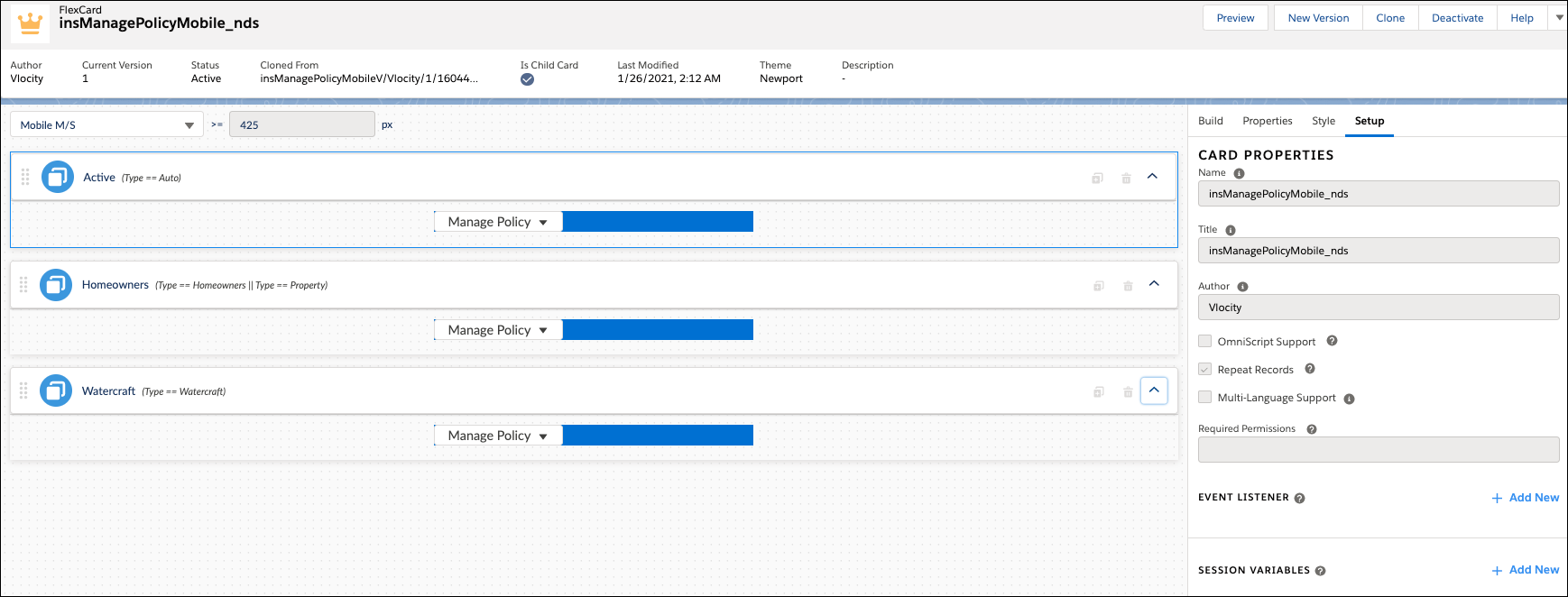 Illustrates the FlexCard UI.