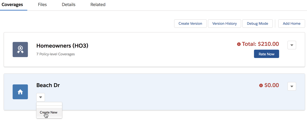 Illustrates the option to add insured items to the quote.