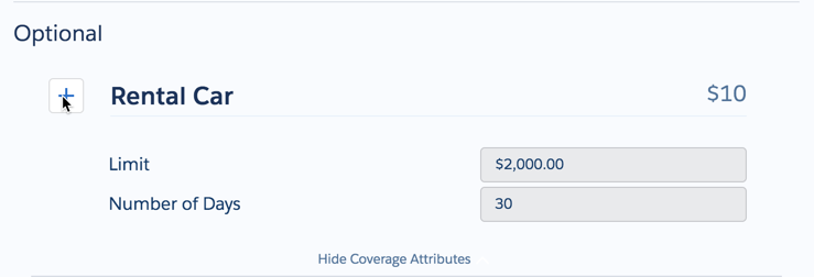 Illustrates the Optional Coverages.