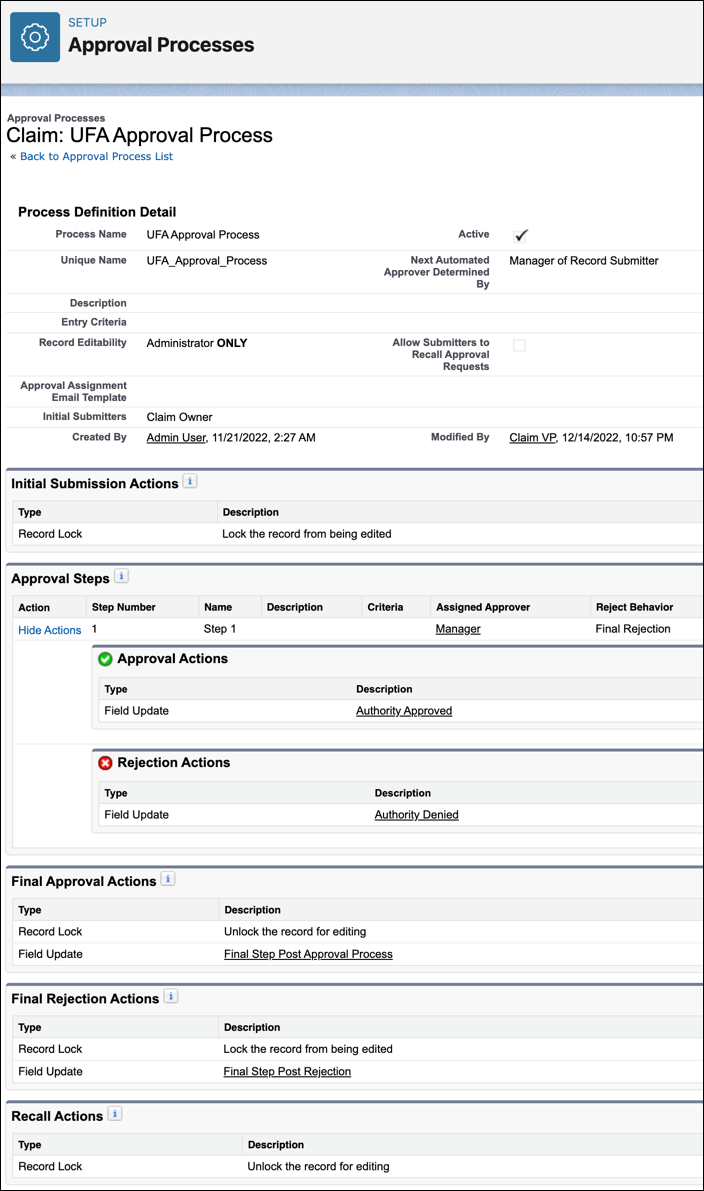 Approval process for claims