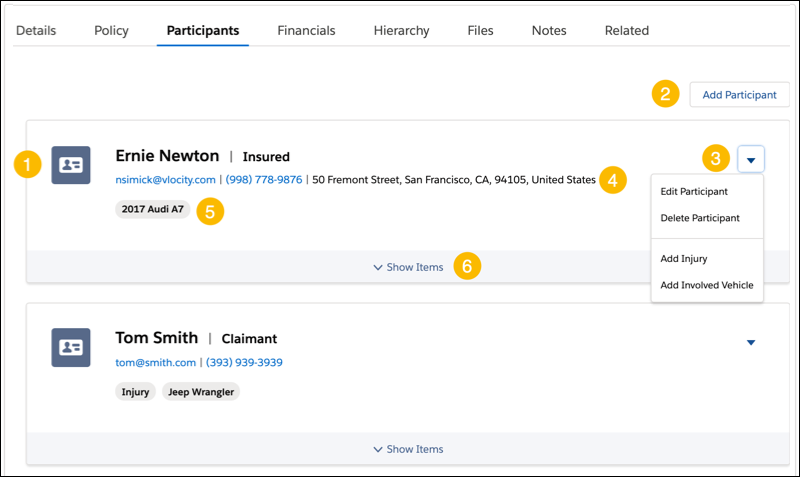 The Participants tab on the Policy UI.