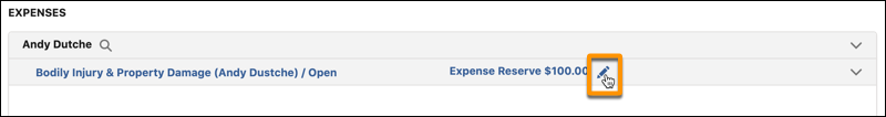 Edit icon next to the Expense Reserve amount