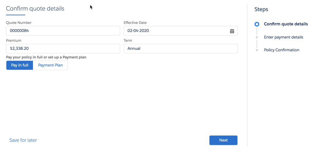 Illustrates the screen to select payment options.