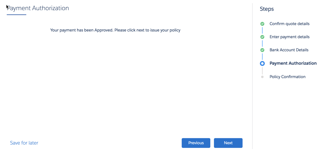 Illustrates the screen to authorize payment.