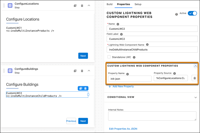 Configure Buildings OmniScript step with init-json property