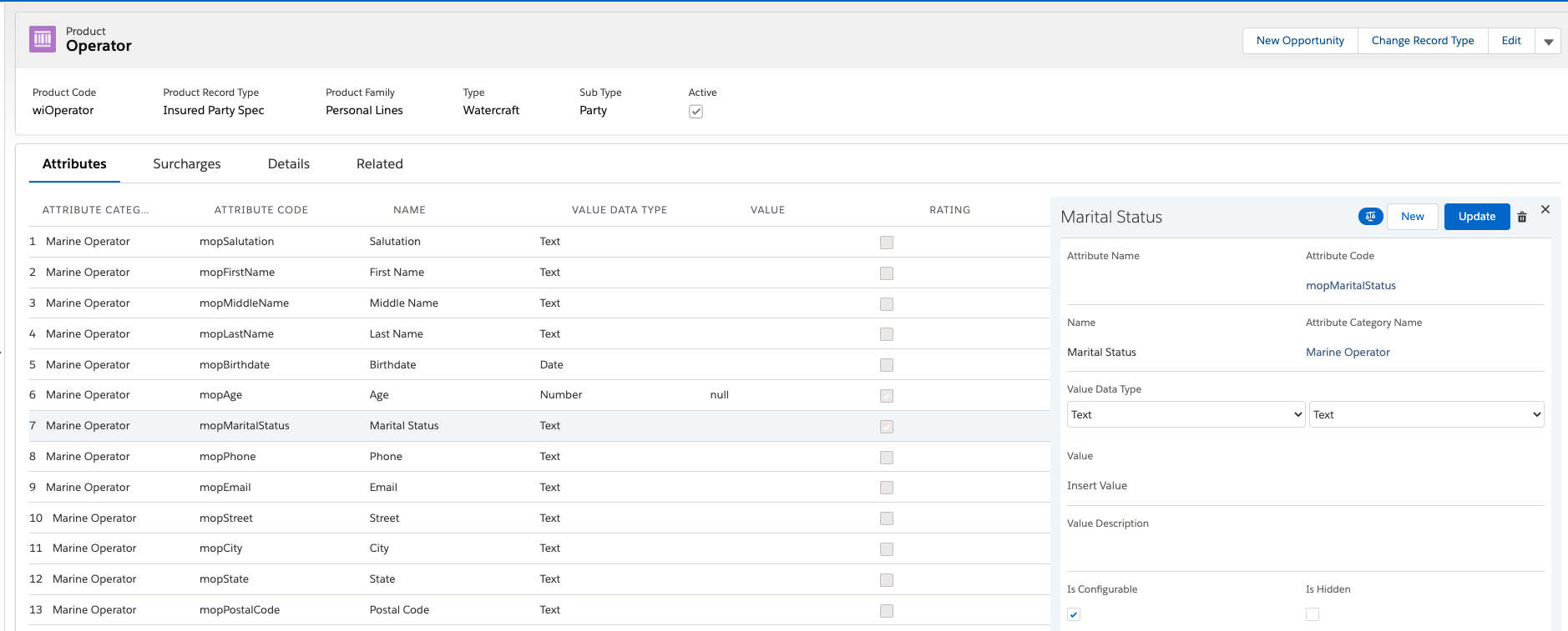 Illustrates the attributes for the Marine Operator attribute category.