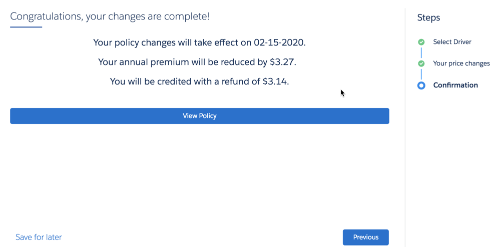 The confirmation screen.