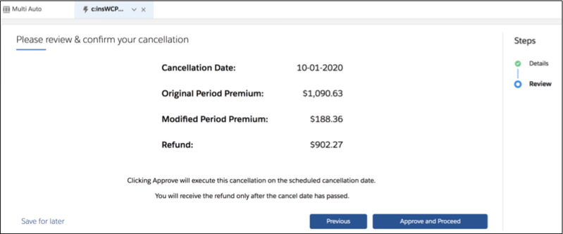 The cancellation confirmation screen.
