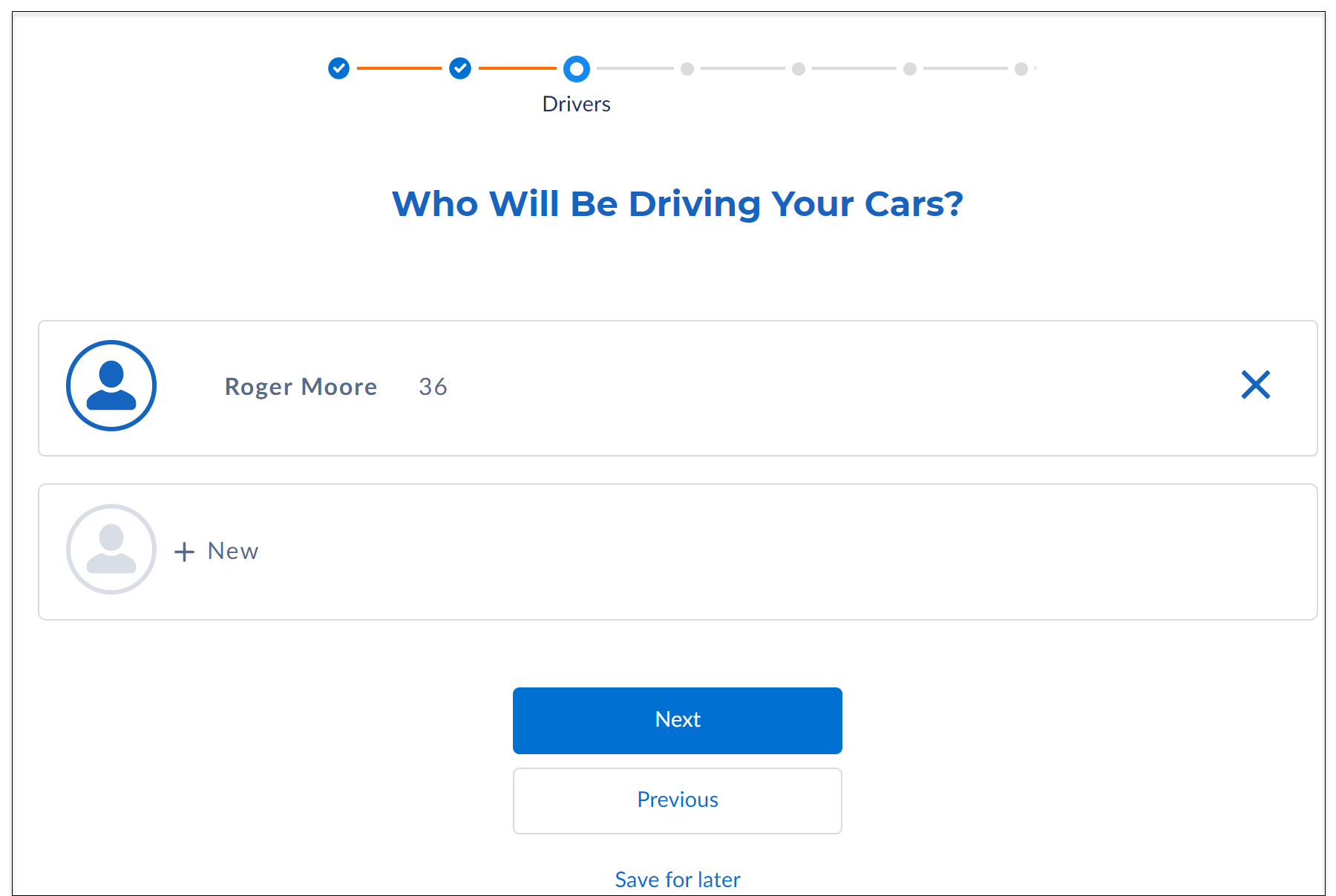 Illustrates the Drivers screen.