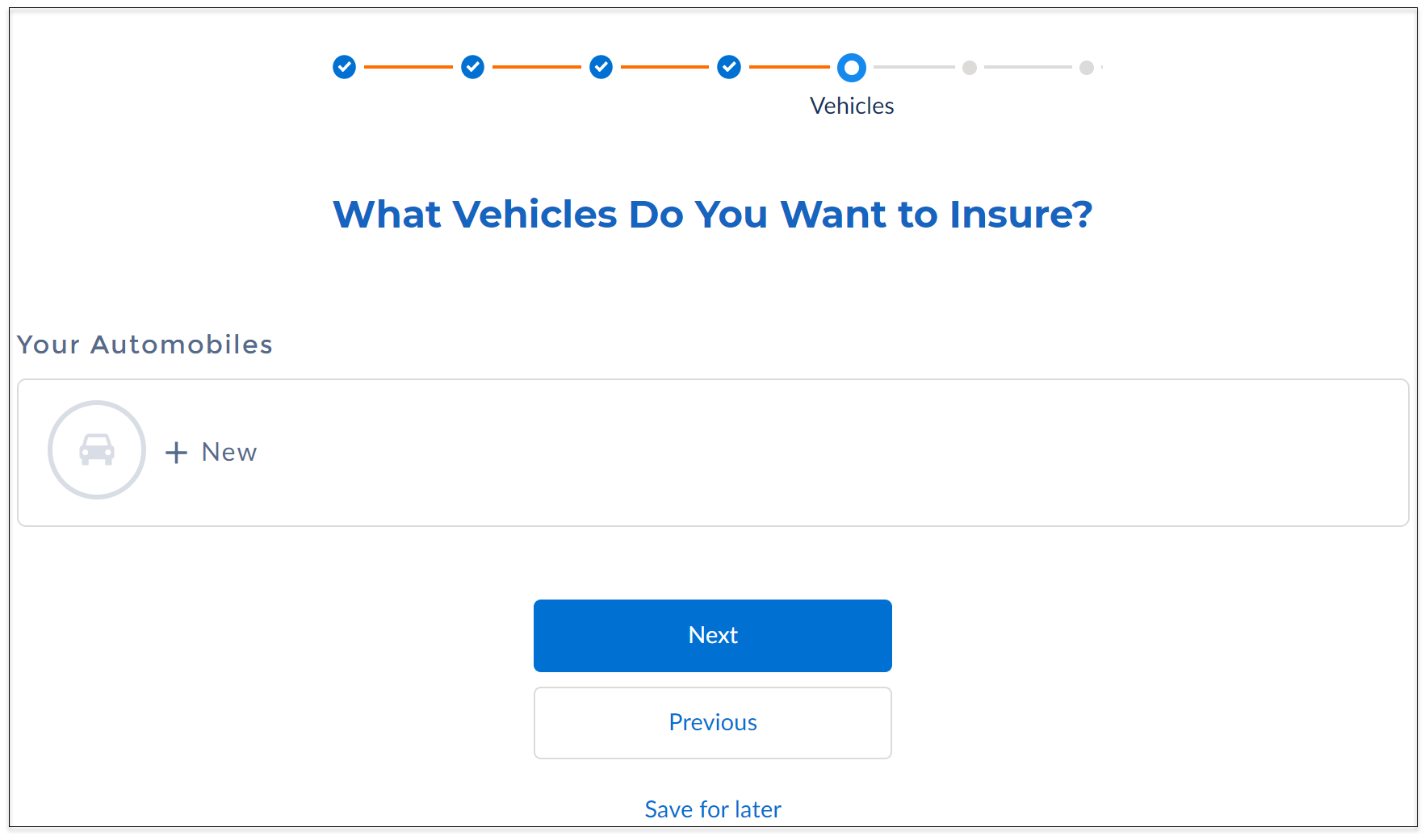 Illustrates the Vehicles screen.