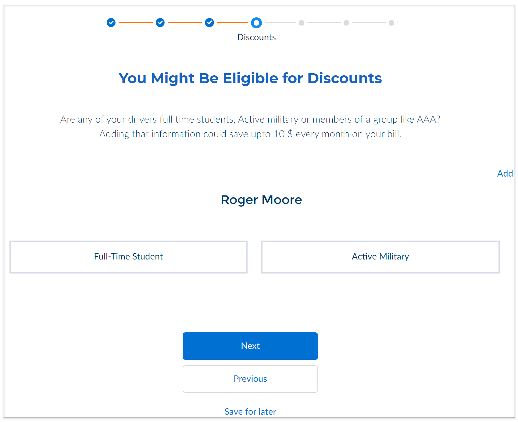 Illustrates the Discounts screen.