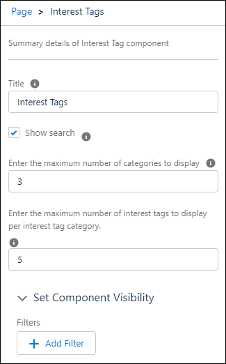 Interest Tags Component Setup