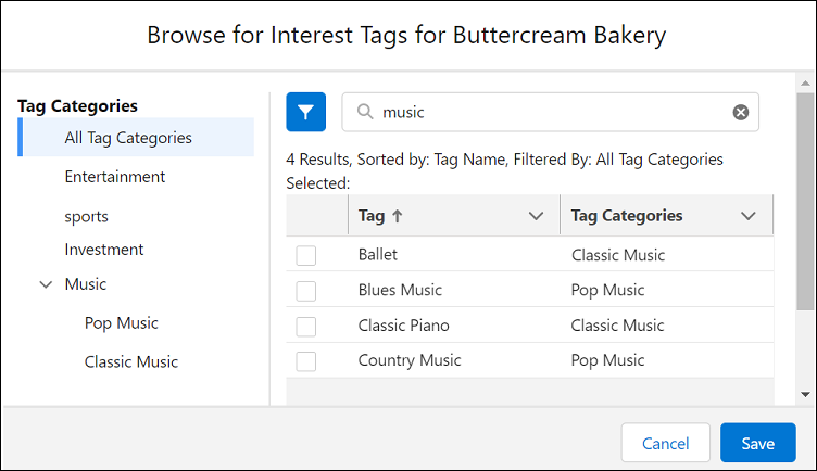 Interest Tag Categories
