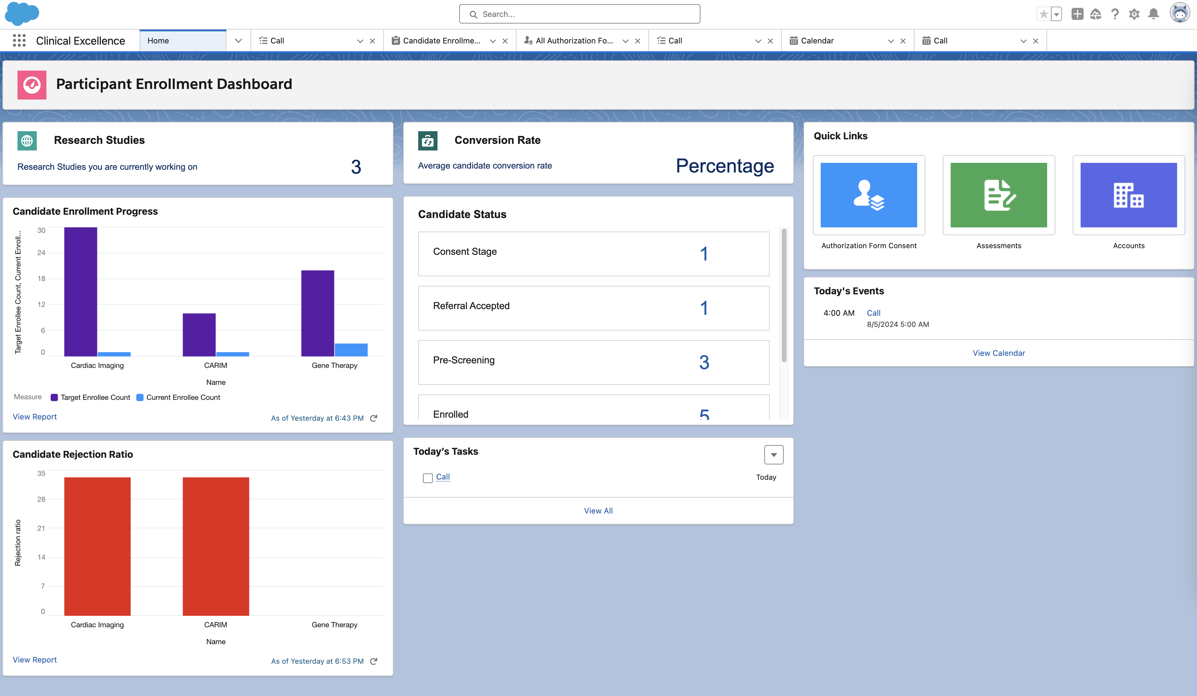 App della console di eccellenza clinica per il reclutamento dei partecipanti