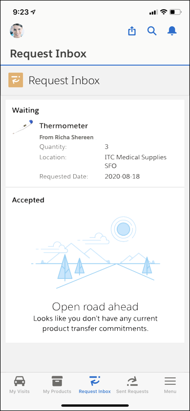 Et skjermbilde av Forespørselsinnboks-siden.