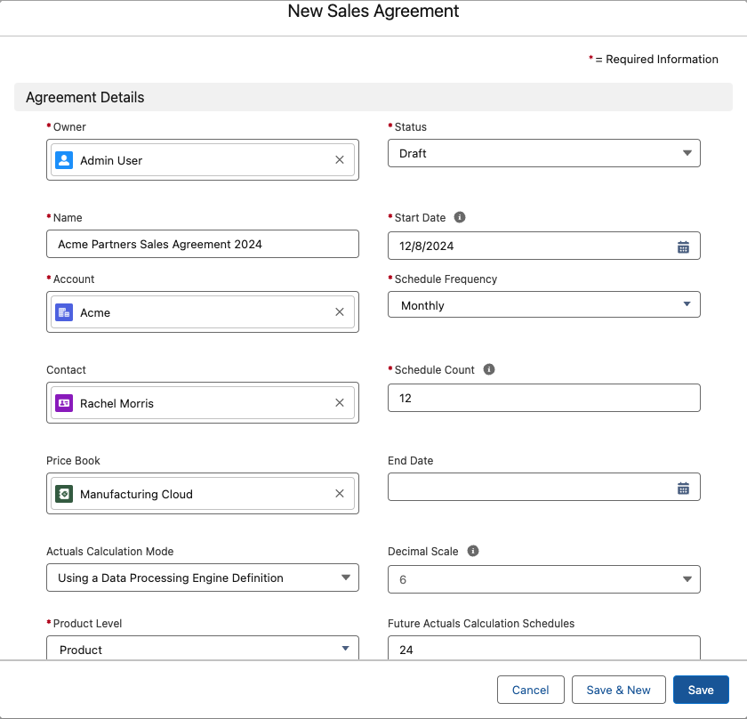 A sales agreement