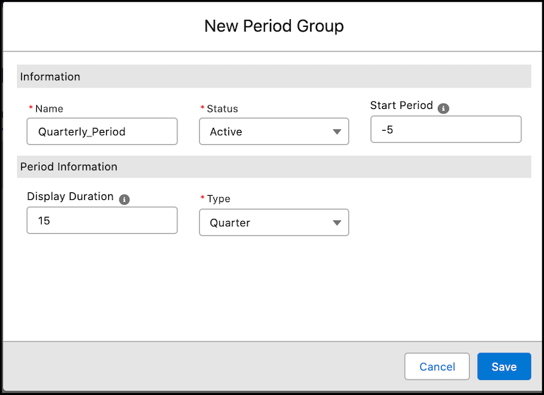 crear nuevo grupo de periodo