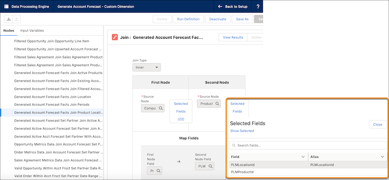 Product Location mapping node field mappings