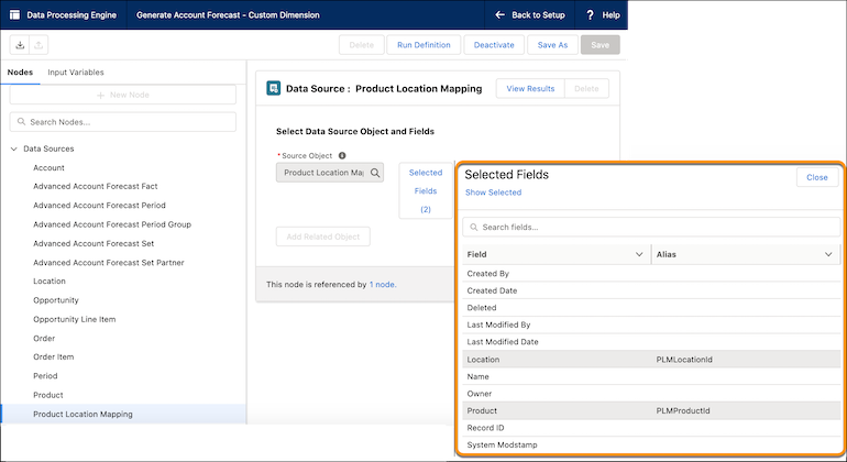 Product location mapping alias for fields