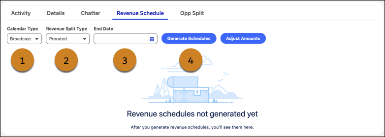 The Revenue Schedule component without any schedules.