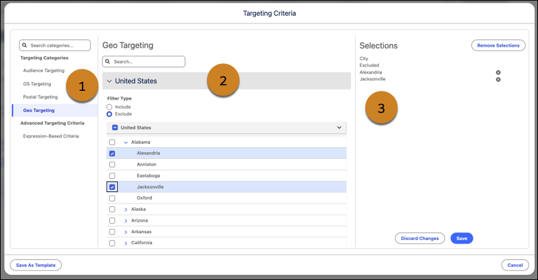 Targeting Criteria model on a media plan.