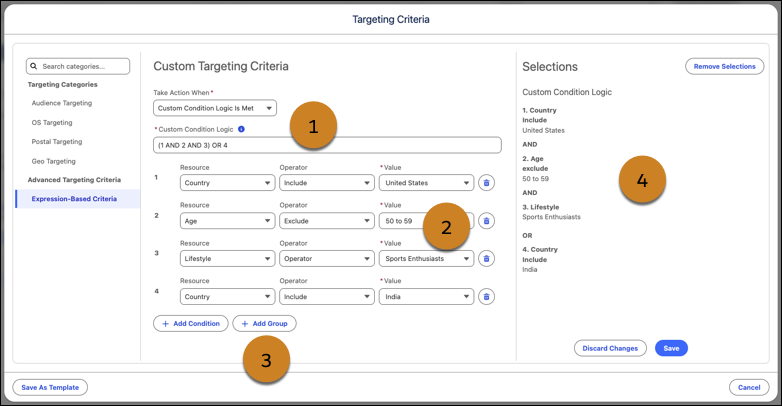 Expression-based targeting criteria.