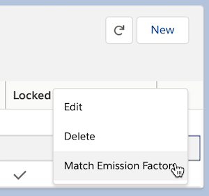 match emission factors pulldown menu