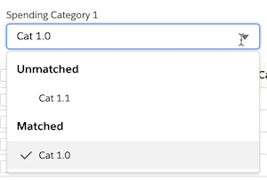 categories picklist groupings pulldown menu