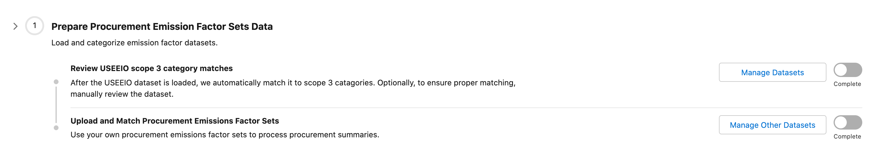 Sub steps in setup assistant page