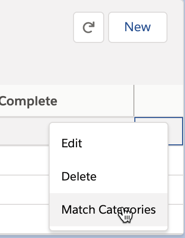 match categories pulldown menu