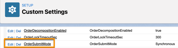 The Custom Setting window, with OrderSubmitMode highlighted.