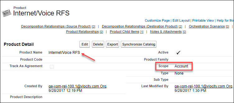 Product details, with the scope and product name highlighted.