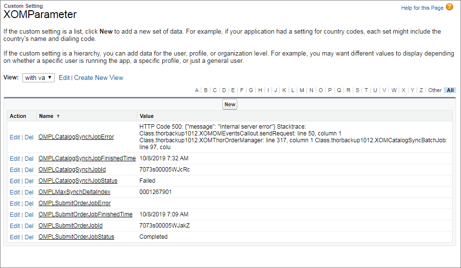 XOM Parameter custom setting
