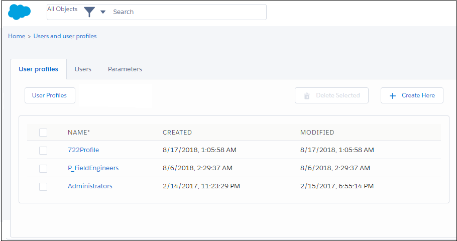 Users and user profiles page