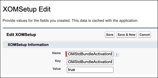 XOM Setup Edit dialog.
