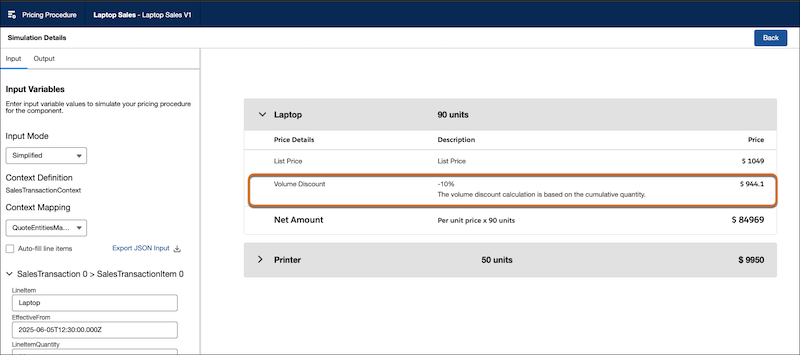 Volume discounts with cumulative pricing waterfall